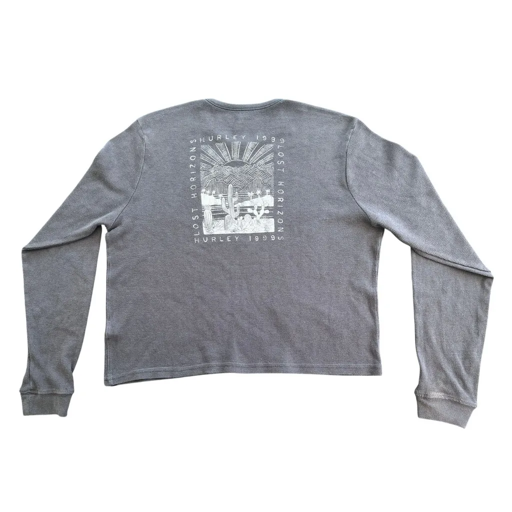 Hurley Desert Weaver Long Sleeve Waffle Knit Top Size Medium Y2K Inspired Skater - Image 2