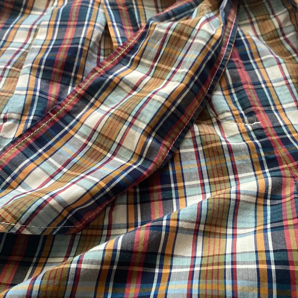 NWT J. Crew red blue plaid high waist cotton paper bag wide leg pants, size 12 - Image 4