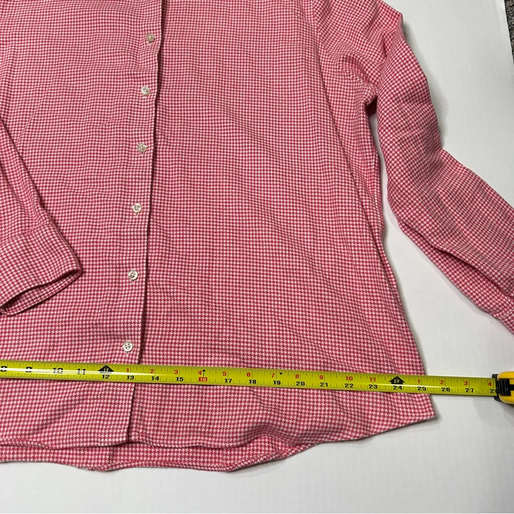 Lands' End Women’s Red Houndstooth Portuguese Flannel Button Down Shirt XL 18 - Image 7