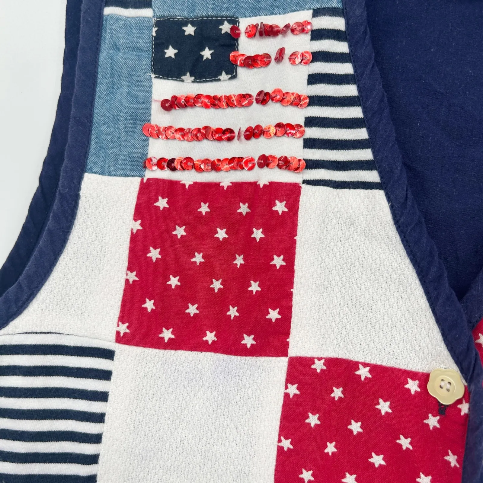 Victoria Jones Womens Vintage 90s Patriotic July 4 Americana Quilted Vest Size L Blue Size L - Image 3
