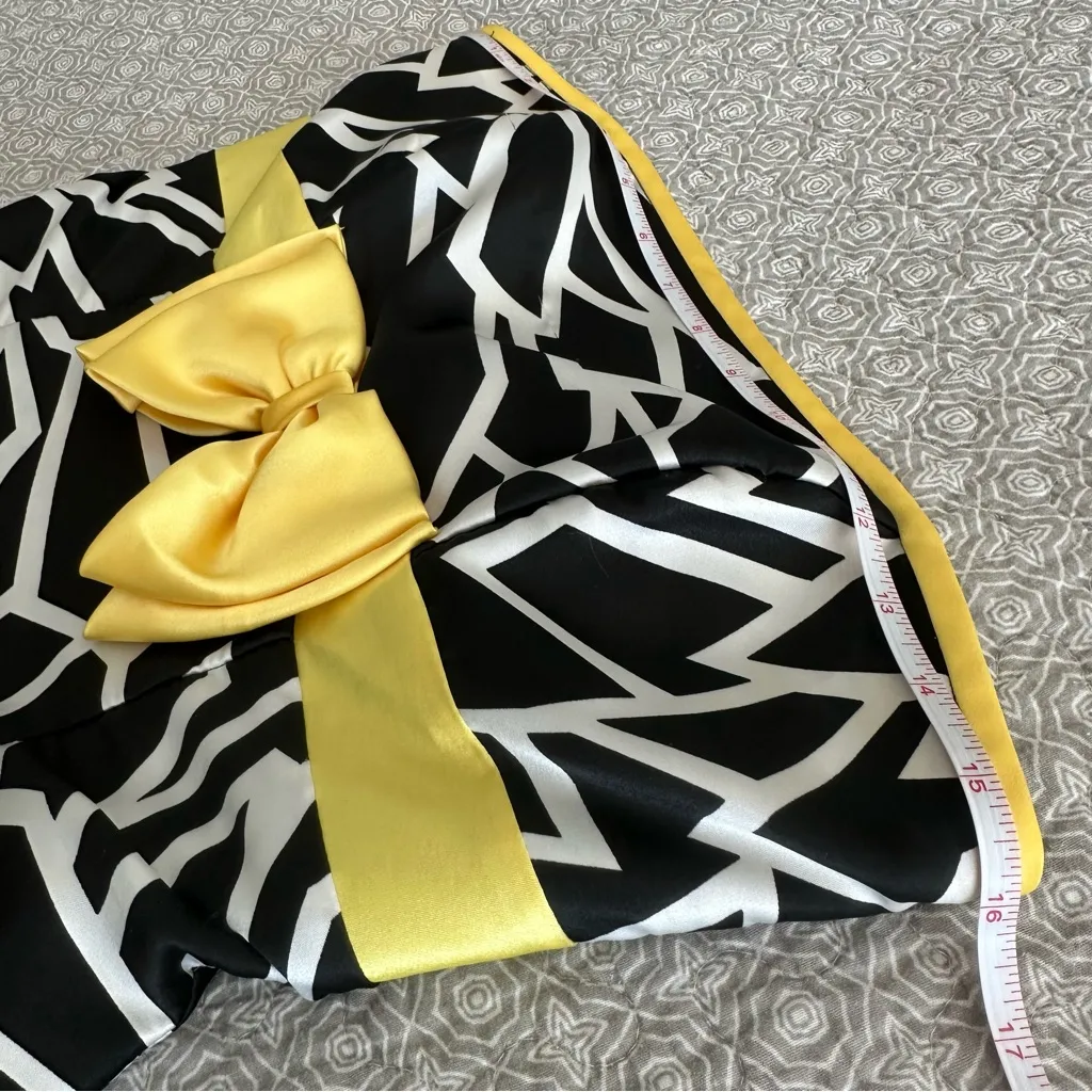 Vintage 80s GUNNE SAX‎ Jessica McClintock Black Yellow Bow Bubble Hem Dress XS - Image 9