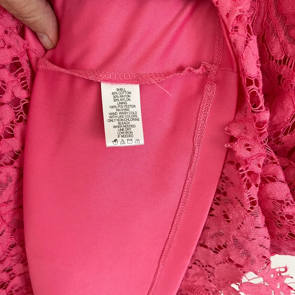 Isaac Mizrahiv Pink Lace Women Short Sleeve Peplum Top Size XL - Image 5