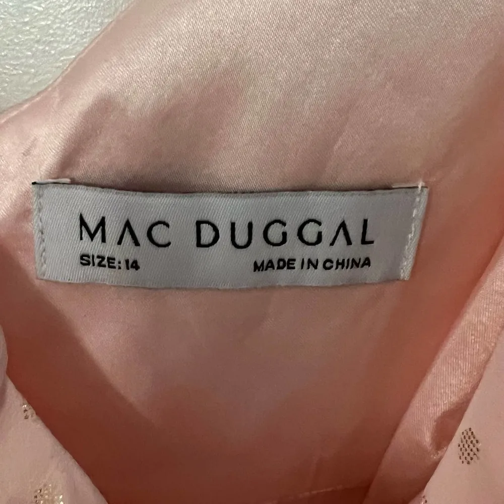 Mac Duggal Blush Ruffle Faux Wrap Cocktail Midi Dress Size 14 NWT - Image 9