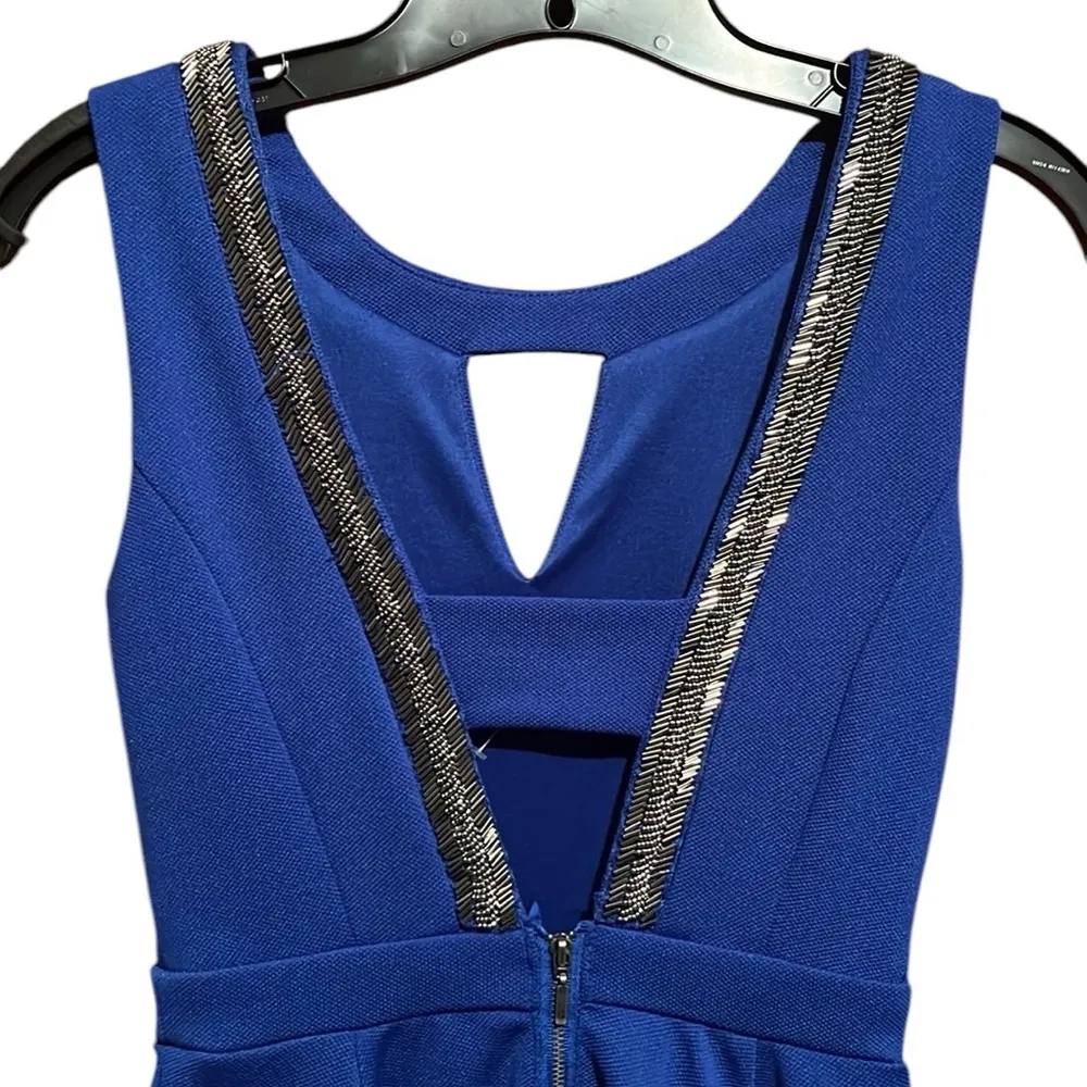 XOXO Elegant Royal Blue cut out Sleeveless Beaded Dress size XS BNWT- never worn - Image 5
