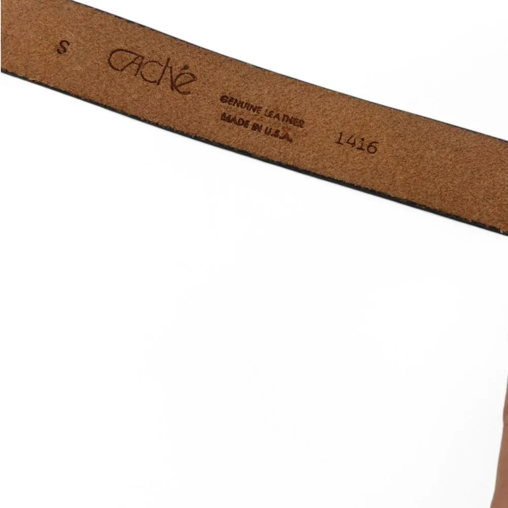 CACHE S American Flag METAL HEART Rhinestones Flag Buckle Leather Belt USA - Image 4