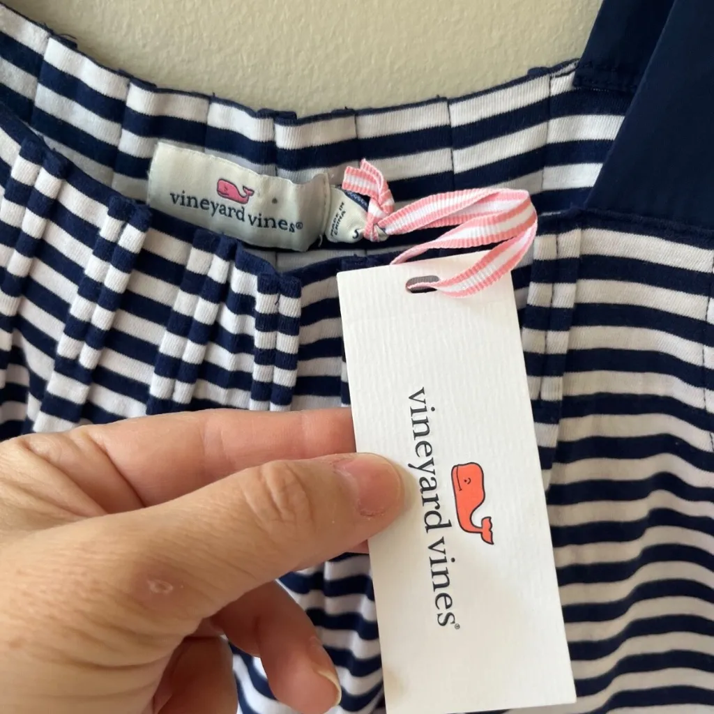 Vineyard‎ Vines Sz S Navy White Striped Tie Shoulder Sailor Tank Top Pullover - Image 5
