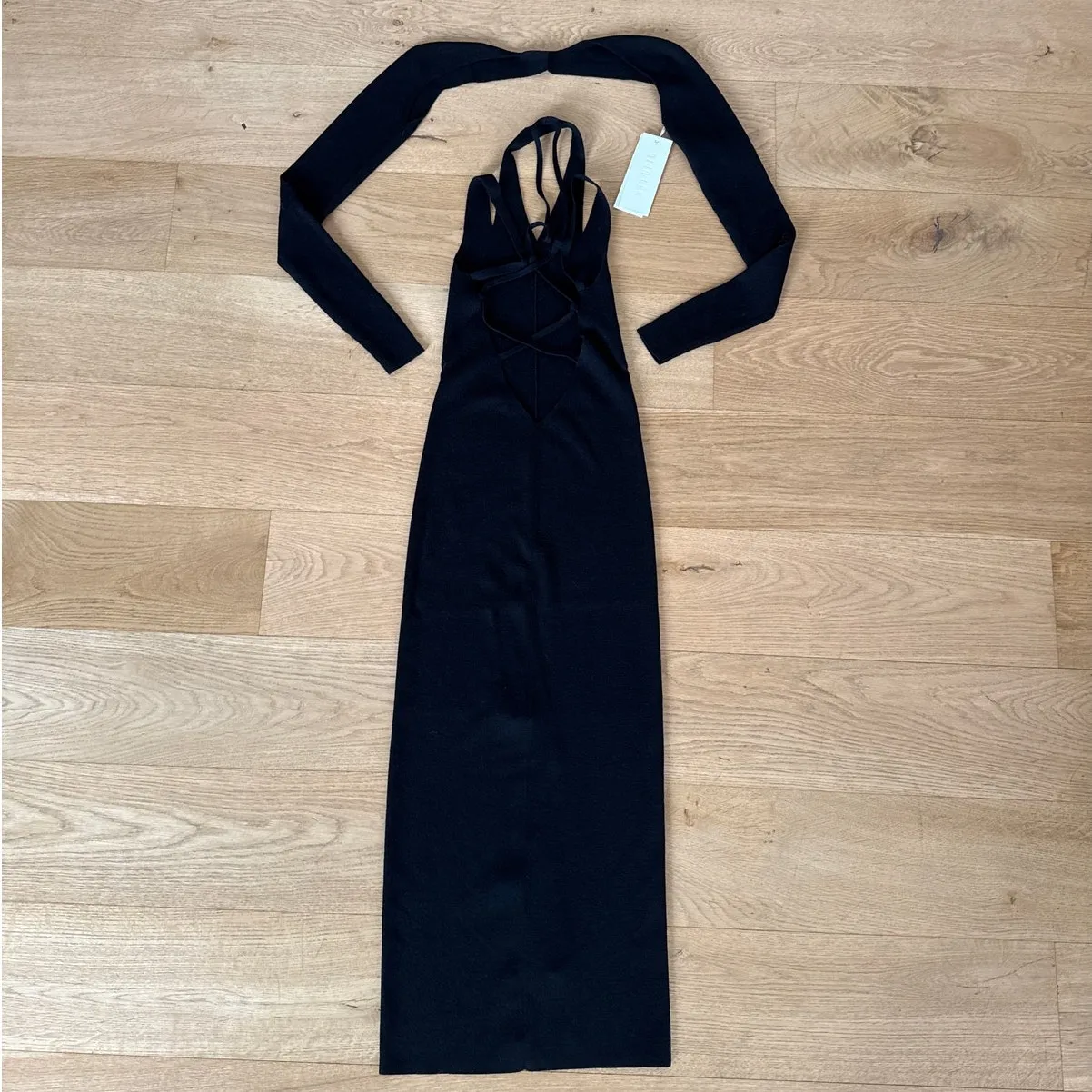 Dion Lee Midi Dress Plaited Merino Rib Size XXS Black - Image 6