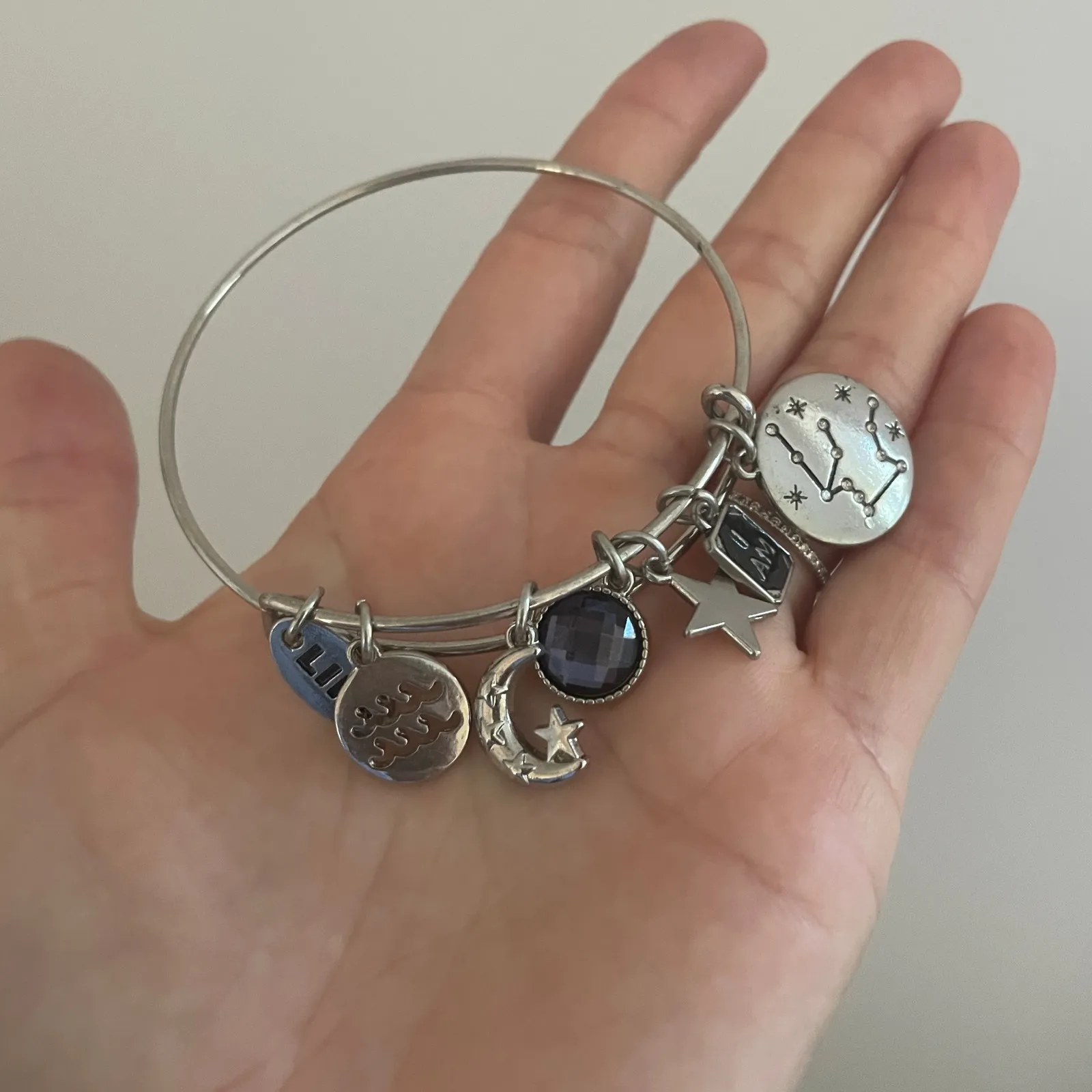 Constellation Charm Bangle‎ Bracelet Moon Zodiac Celestial Jewelry Silver Y2K - Image 3