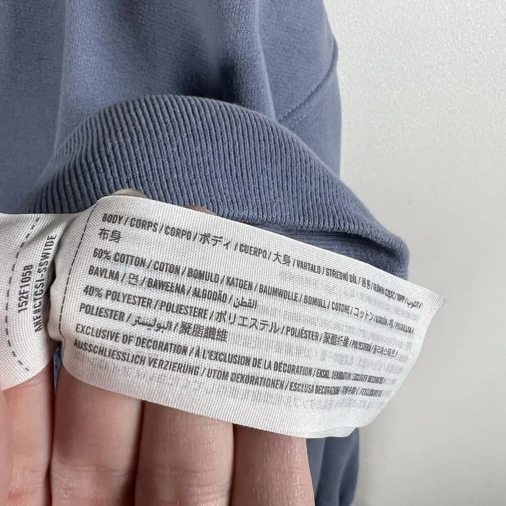 Abercrombie & Fitch Drama Collar V-Neck Cropped‎ Sweatshirt Soft A&F Blue XL - Image 6