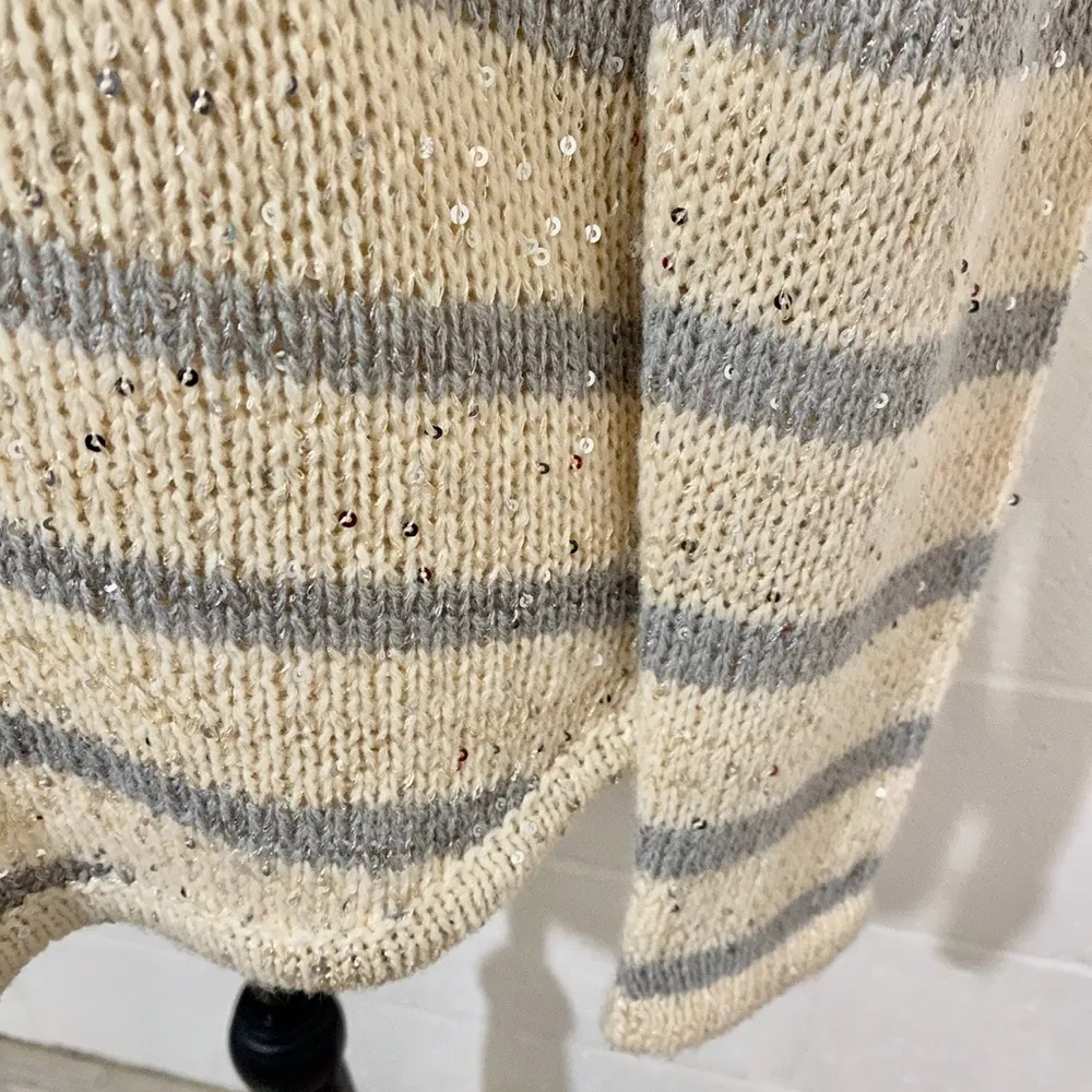Windsor Cream with Silver Stripes & Silver Sequins Sweater - Image 3