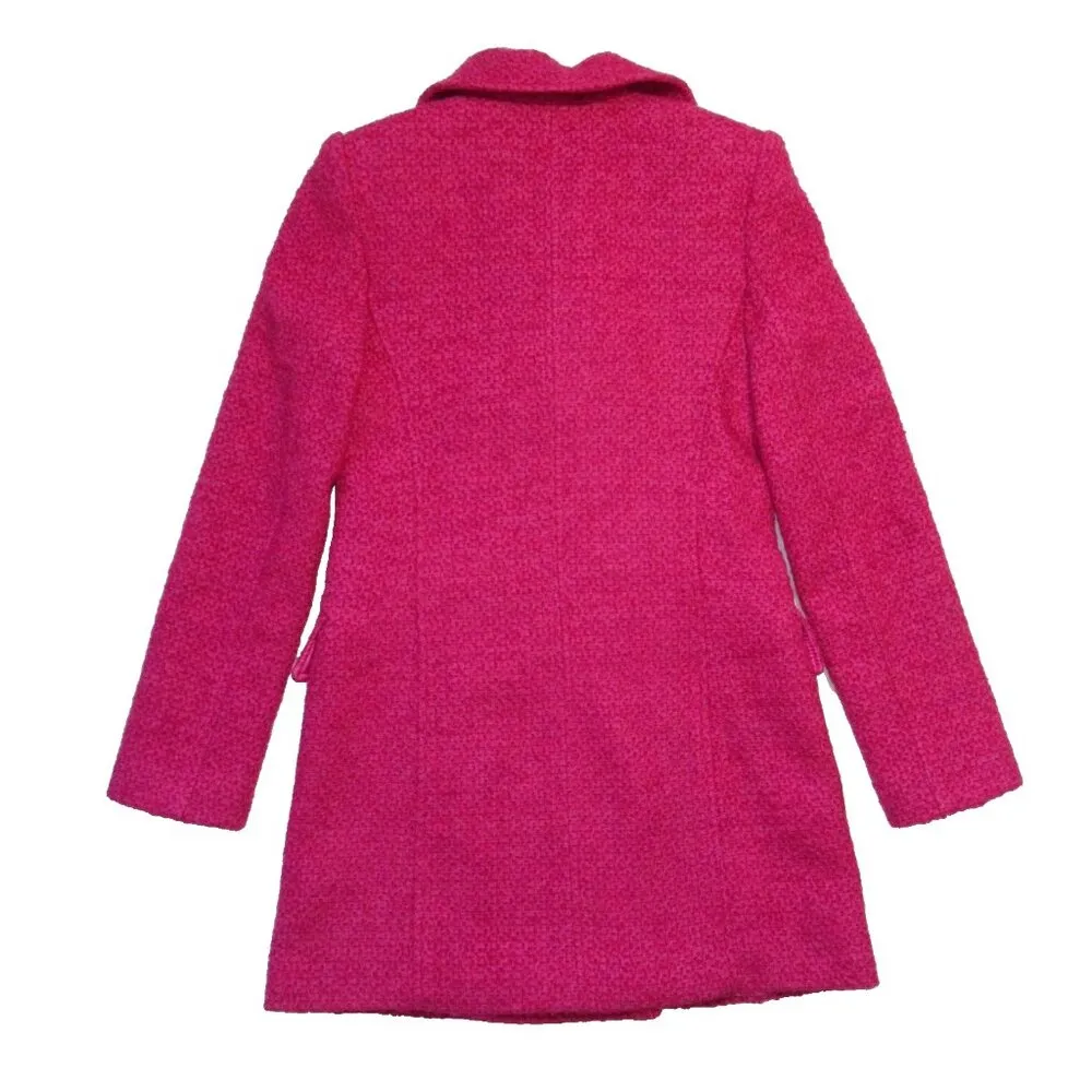 NWT ZARA Double-Breasted Textured Tweed Coat in Pink Rhinestone Button Jacket XS - Image 5