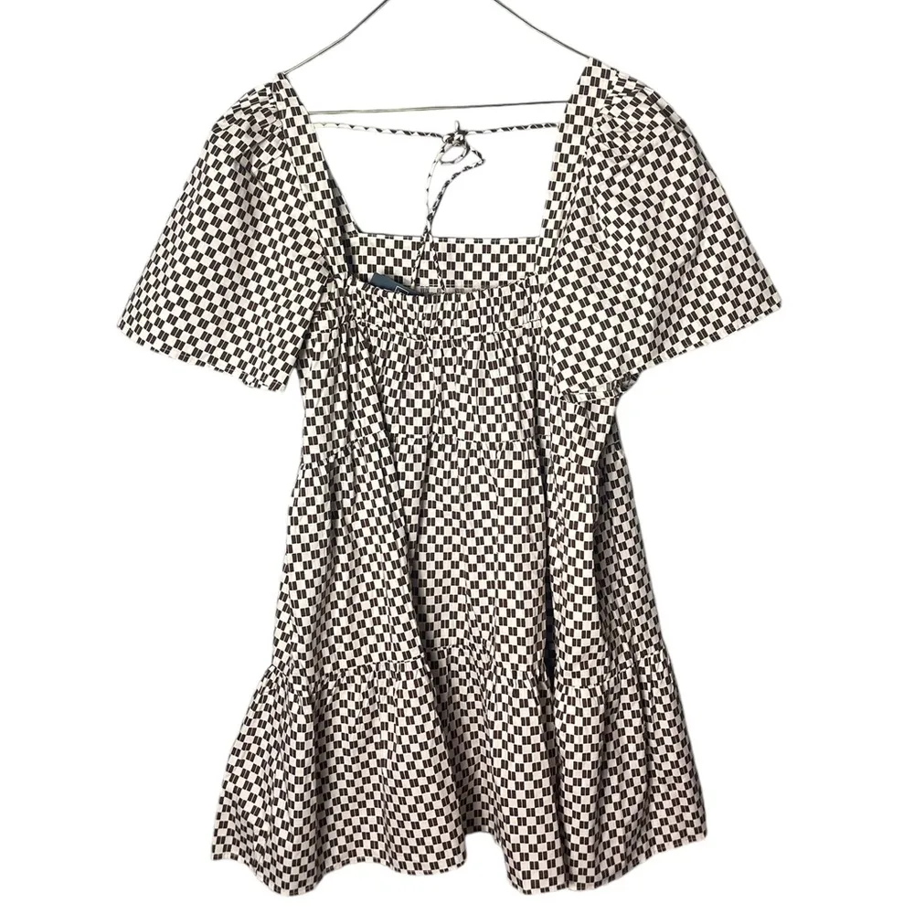Abercrombie Women’s Medium Brown Checkered Trapeze Mini Dress New NWT - Image 9