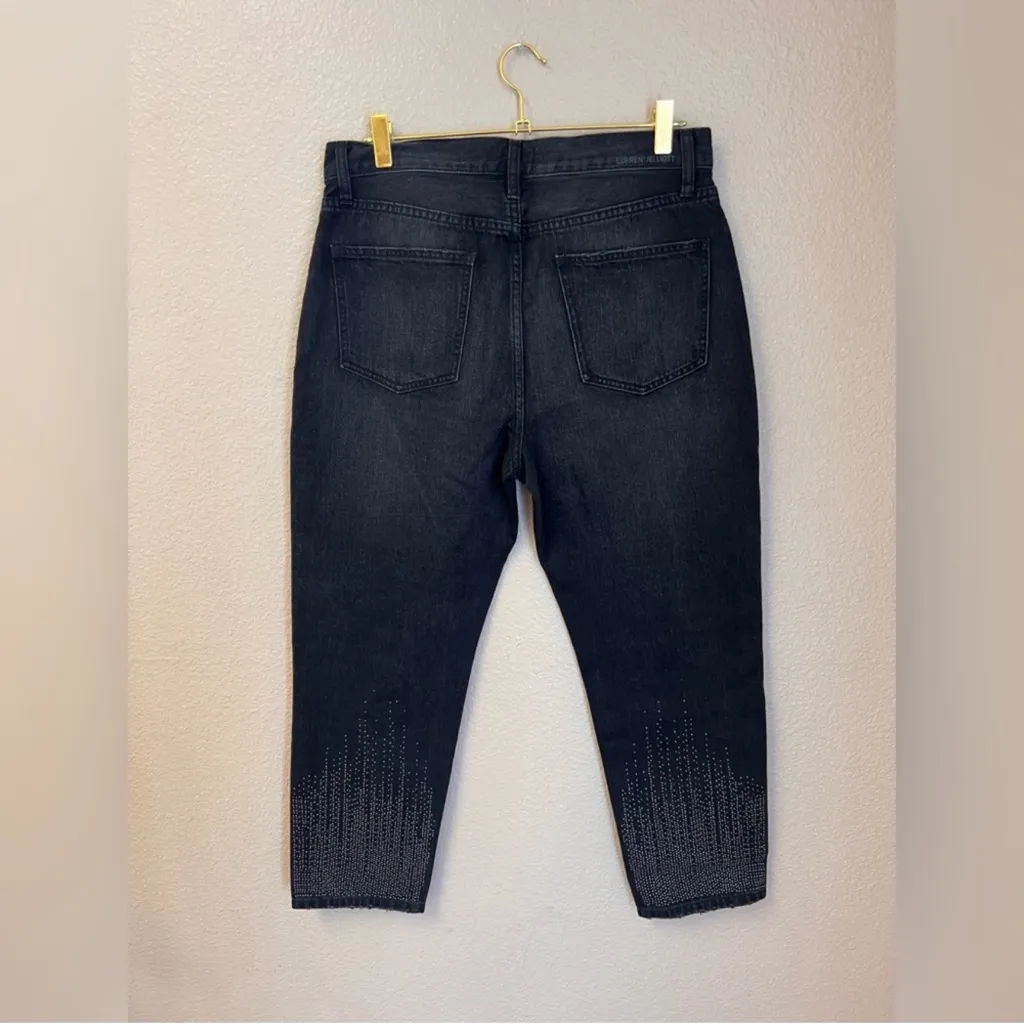 Current/Elliot 100 Cotton Belmont Slim Crop Boyfriend Embellished Jeans Size 30 - Image 3
