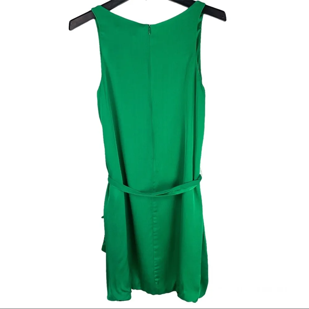 Alice + Olivia Green Silk Mini Dress Tie Waist Sleeveless - Image 2