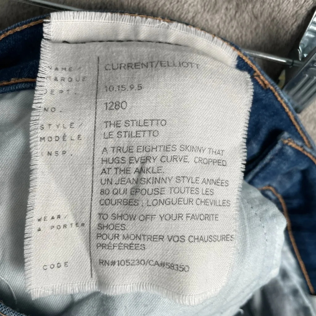 Current/Elliott The Stiletto Jeans Women’s 27 Blue Distressed Skinny Ankle - Image 4