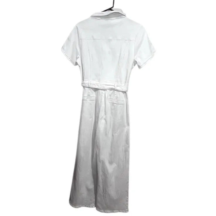 Vintage style White Button-Down Belted Denim Romper or Jumper by entro - Image 8