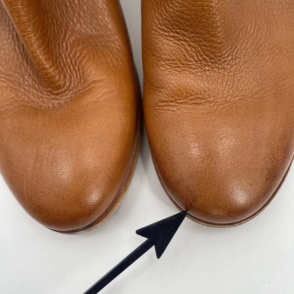 FRYE Boots Size 7.5 Naomi Pickstitch Brown Block Heeled Leather Bootie Zipper - Image 4