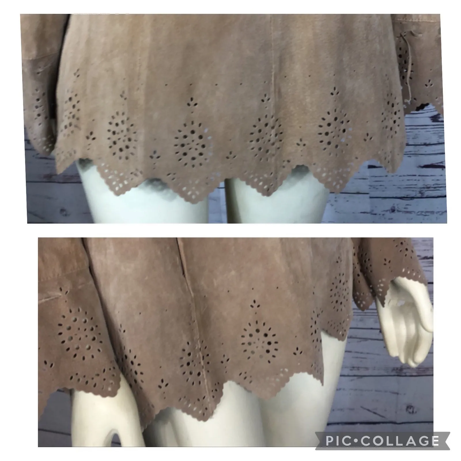 Y2K Dennis Basso Boho penny lane Suede leather jacket fur collar bell cuffs XS - Image 10