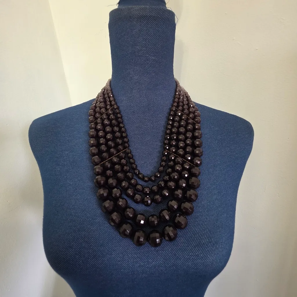 Statement Grey Ombre Acrylic Multi Strand Necklace - Image 6