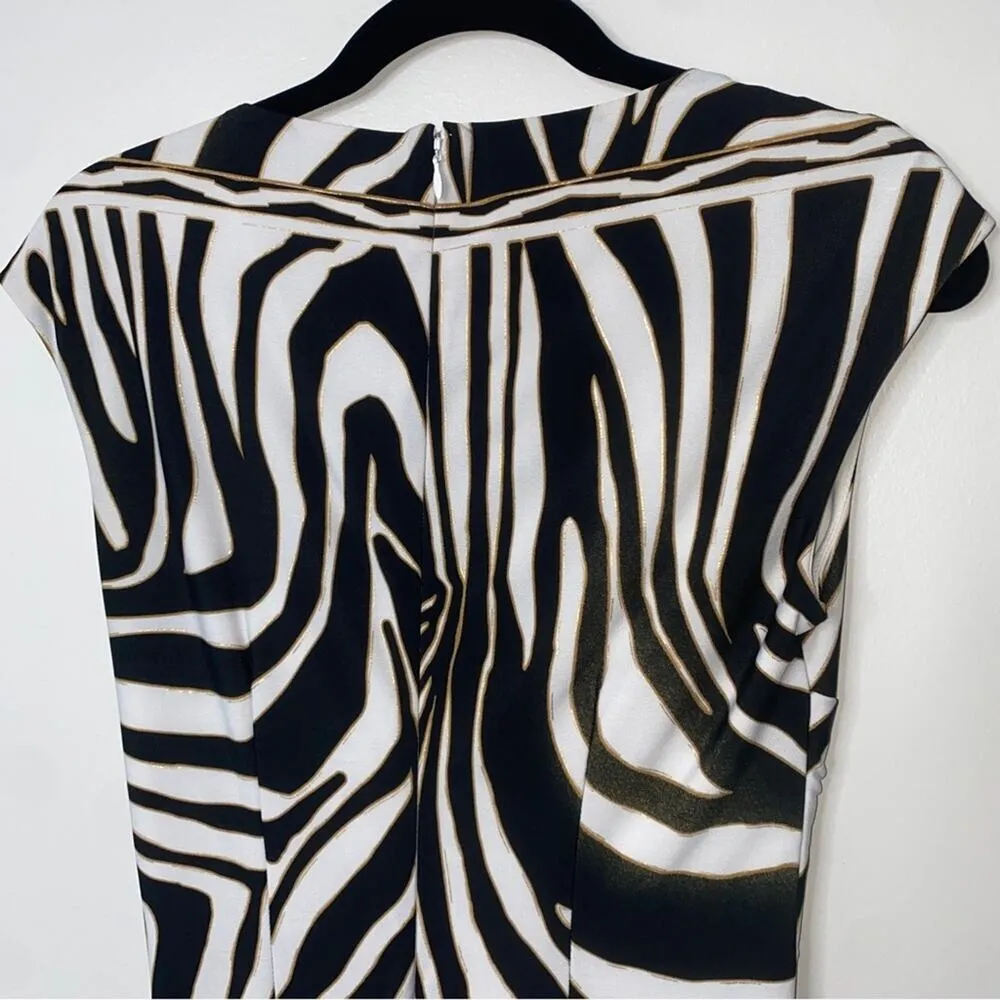 Vintage 90s y2k Cache Animal Zebra Print Sleeveless V-neck Mob Wife Mini Dress 4 - Image 5