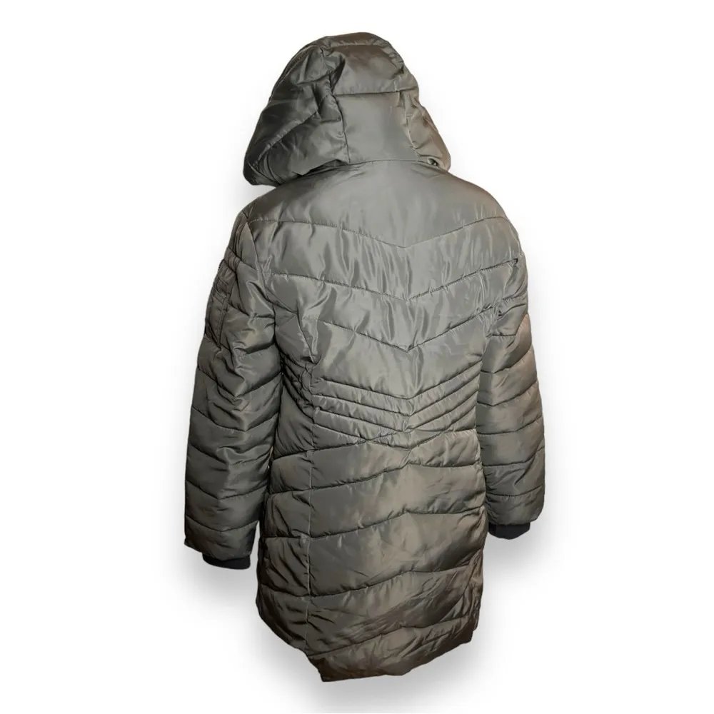 Girls Green Diesel Hooded Puffer Coat Size 12 - Image 4