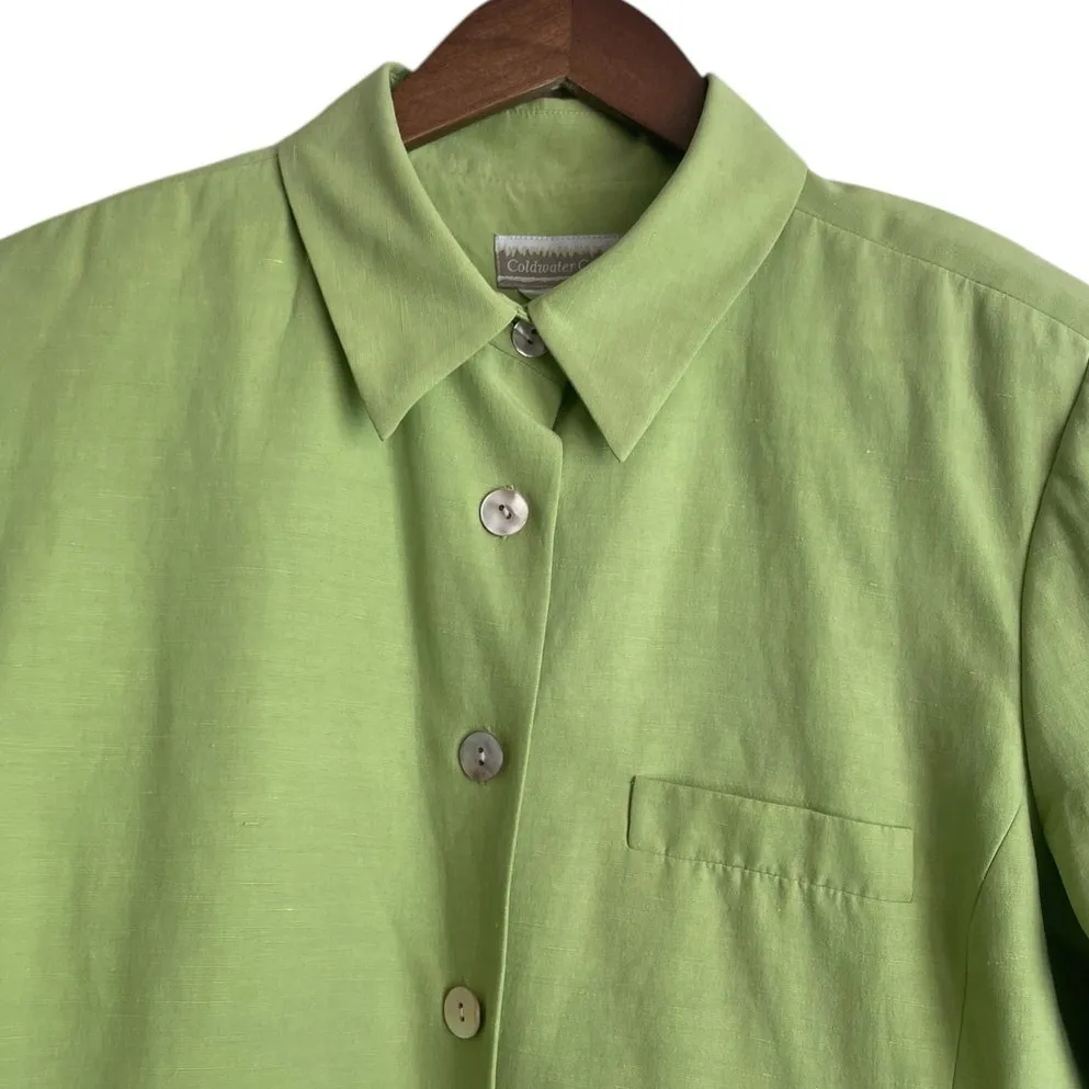 Vintage Coldwater Creek Women Shaket Top‎ 14 Silk Linen Button Up Preppy Career - Image 12