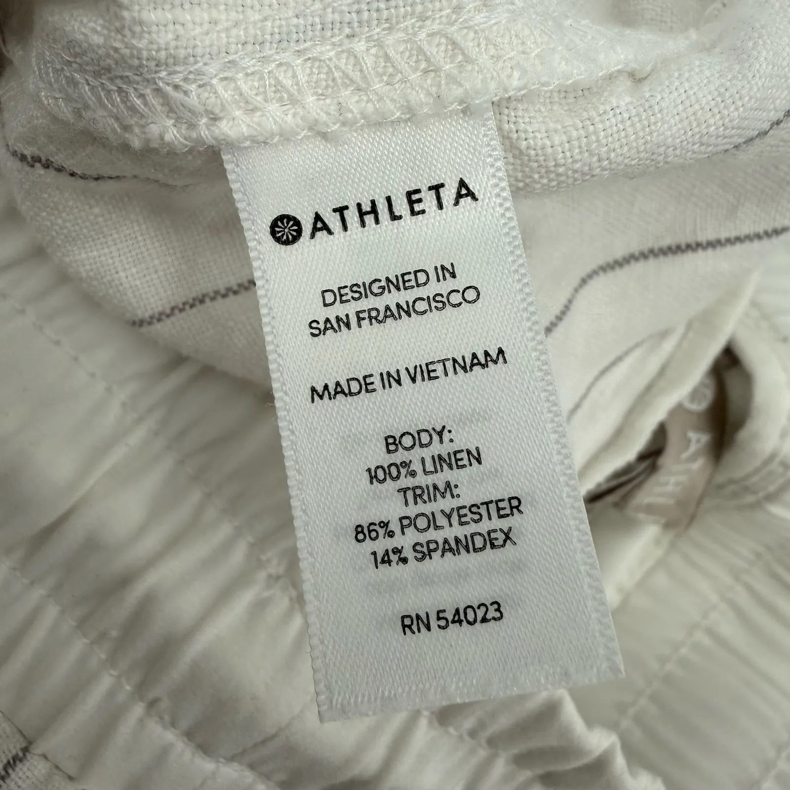 Athleta Bali Pants Women's SZ 2 Stripe 100% Linen White Drawstring Pull On Crop - Image 13