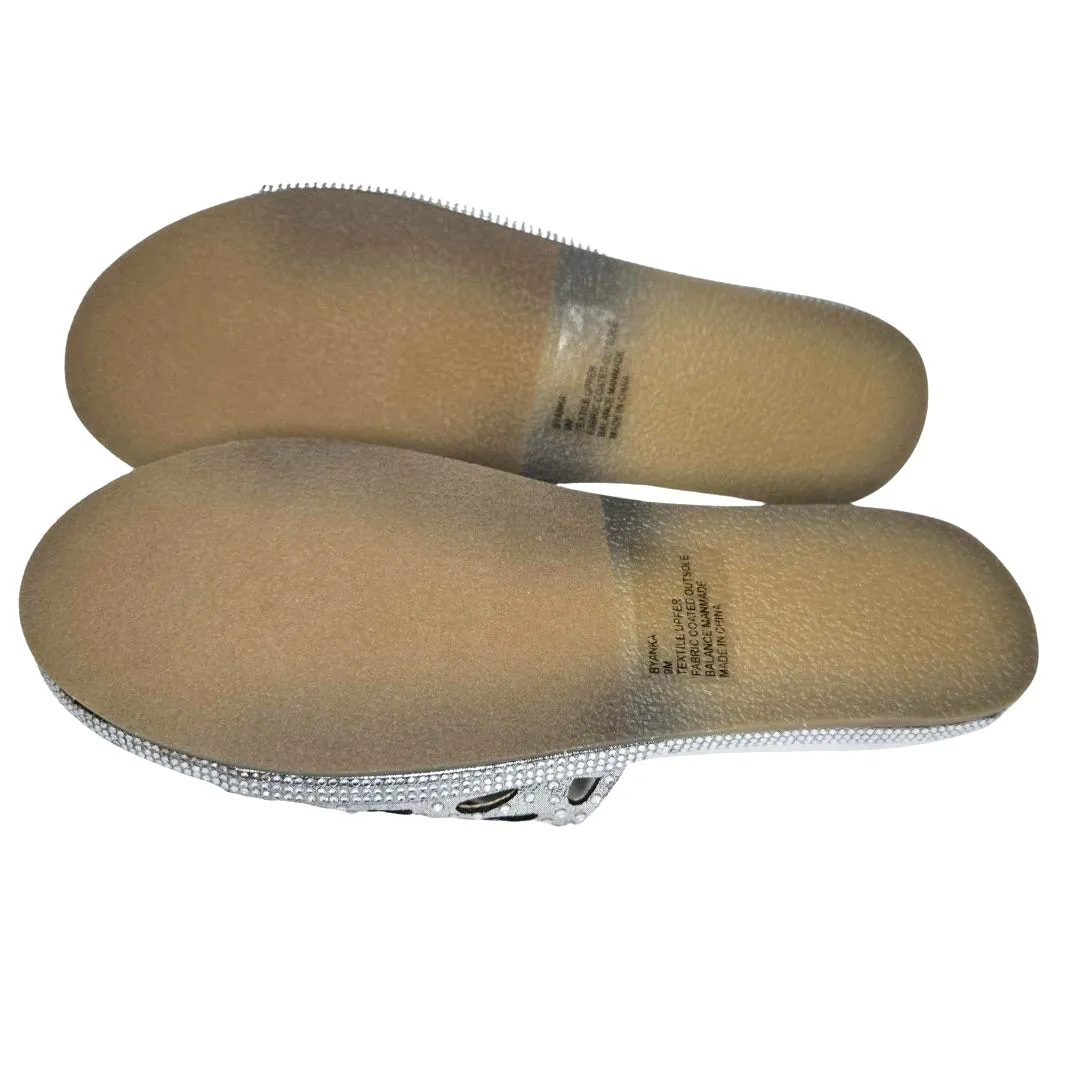 Lauren Lorraine Byanka Slip On Slide Sandal in Silver Size 9 NIB Jeweled - Image 3