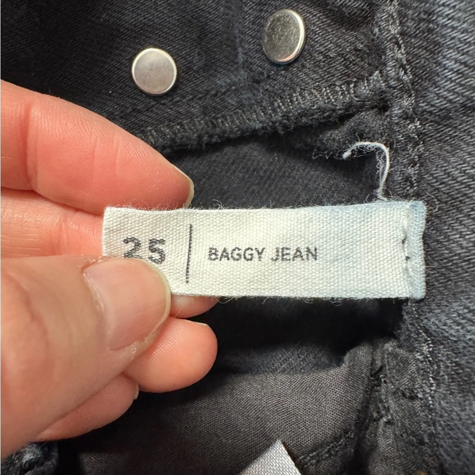 Pacsun Black Distressed Baggy Jeans Womens 25 Button Fly Casual Wide Leg Denim - Image 12