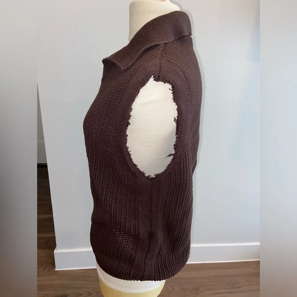 Zara Brown Sleeveless Knit Sweater Vest - Image 3