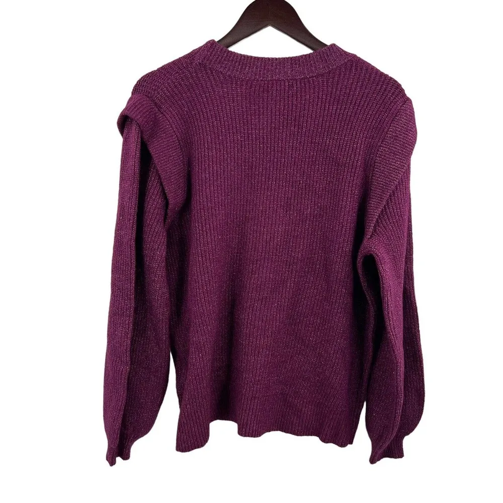Who What Wear Purple Cotton Blend Sweater Shoulder Detail Size XXL New - Image 3