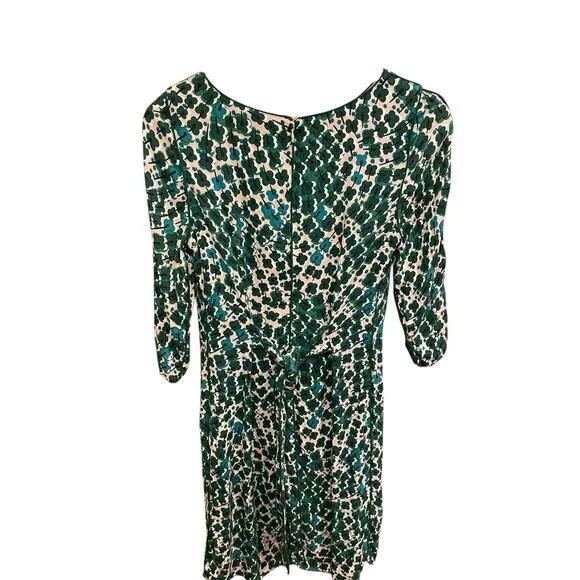 Boden Floral Kelly Green & Pink Four‎ Leaf Clover Sheath Belted Tie Dress US 6R Size 6 - Image 10