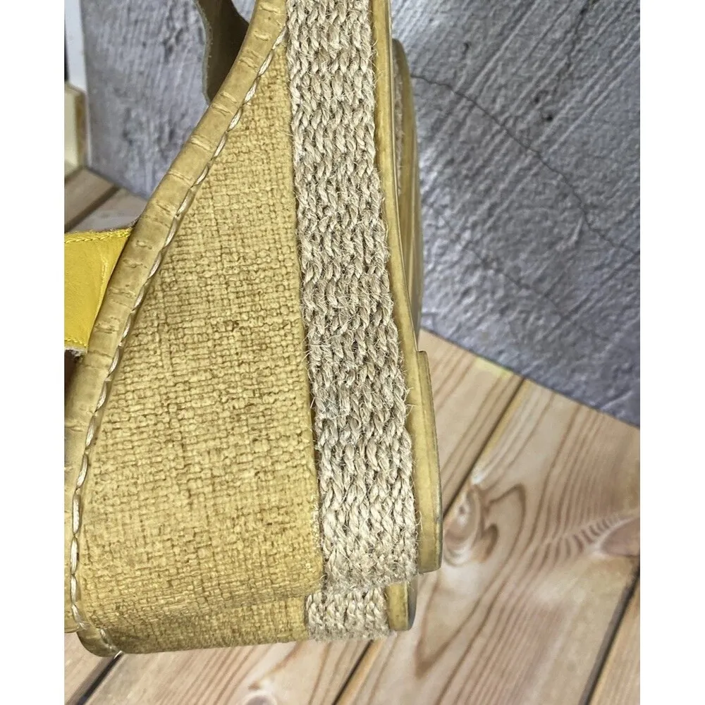 Lasocki Faux Snakeskin Leather Sandals Wedge Espadrille Sandals Sz 38 U.S 7 Yellow - Image 8