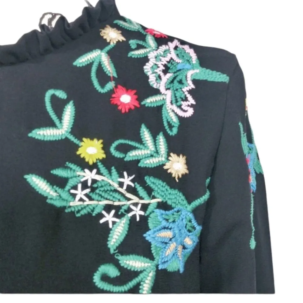 Philosophy Black Embroidered Bell Sleeve Boho Western Festival Dress Size S - Image 3