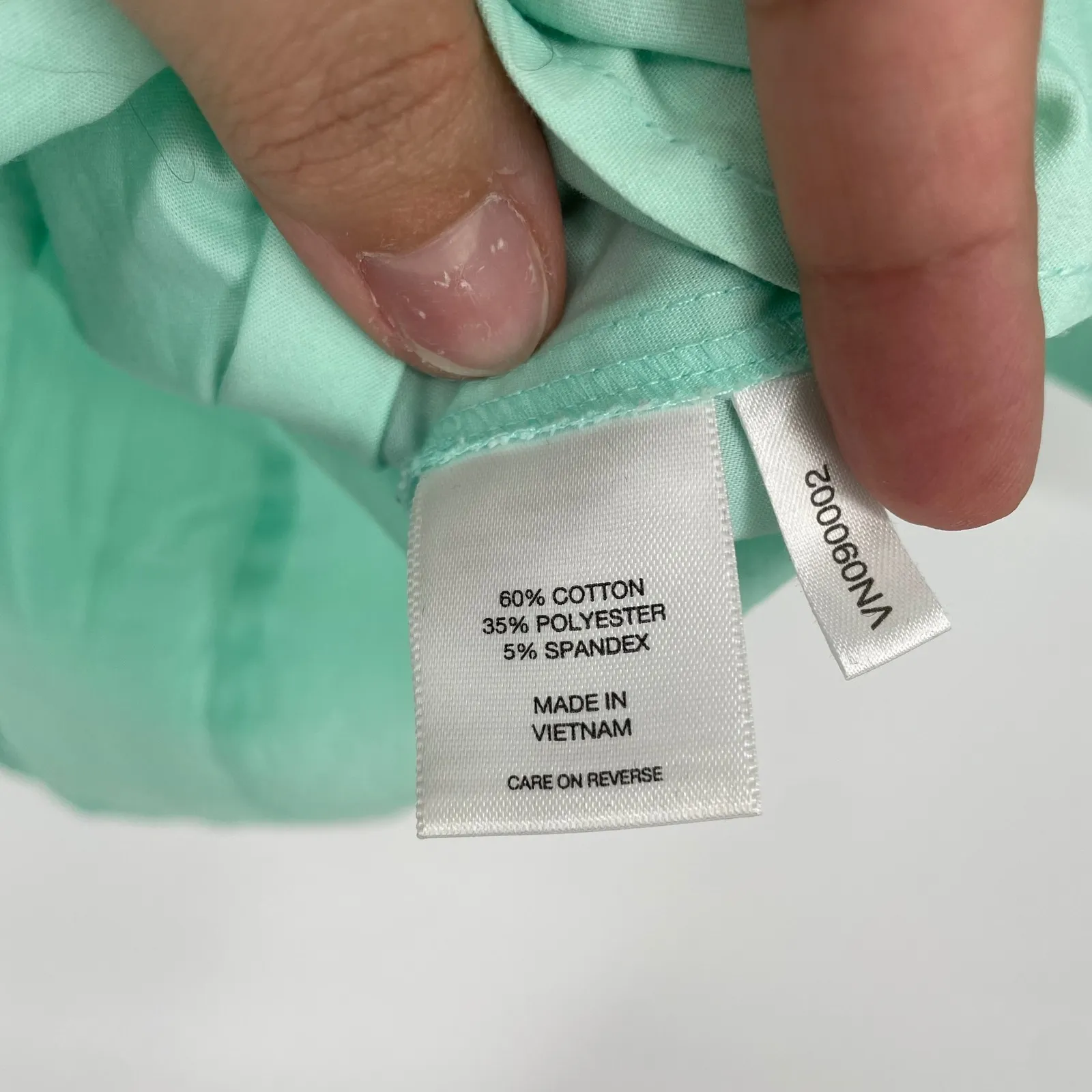 NEW YORK & COMPANY Stretch Mint Green Ruched Button Down Shirt Size S - Image 4