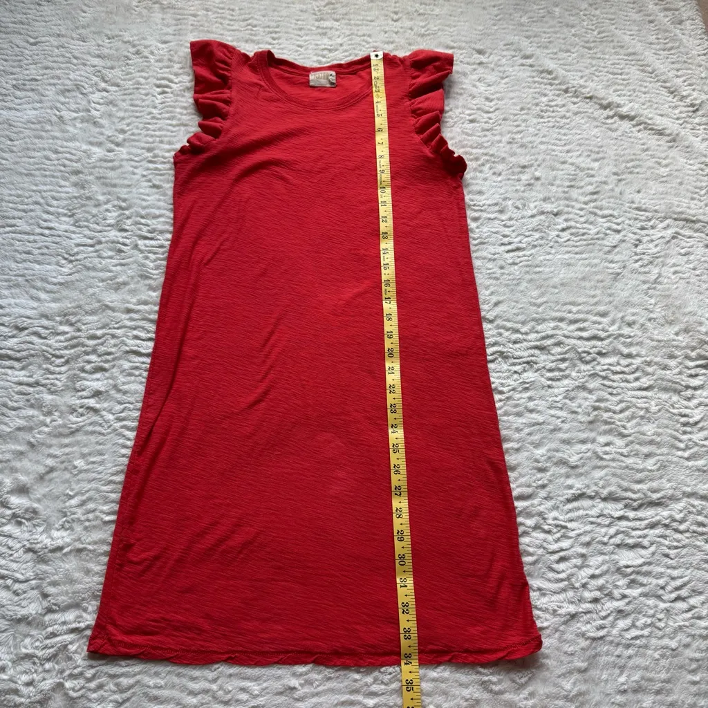Nation Ltd Elliot Fused Ruffle Flutter Sleeve Dress S Red Orange Pima Cotton - Image 12