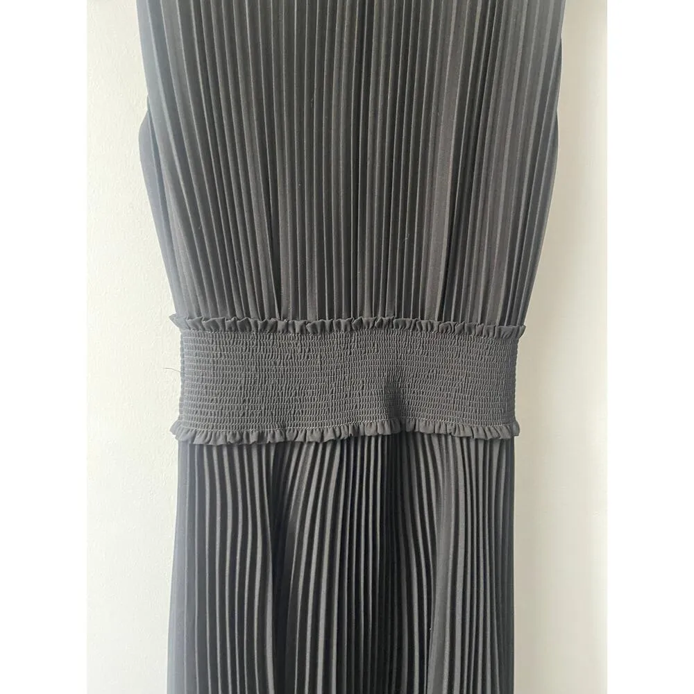 Nanette Lepore Black Mock Neck Pleated Sleeveless Black Dress - Image 3