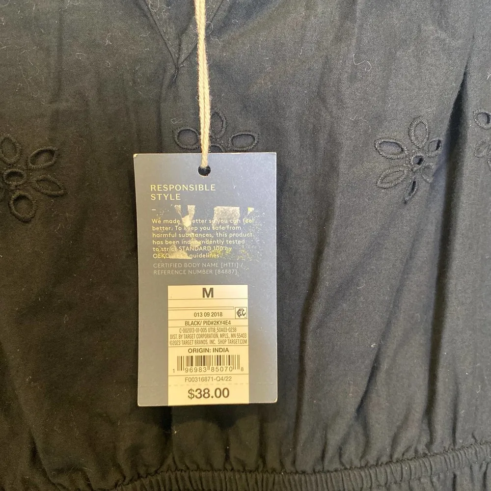 Universal Thread Black Eyelet Mini Dress Puff Sleeve NWT Sz M Cotton - Image 4