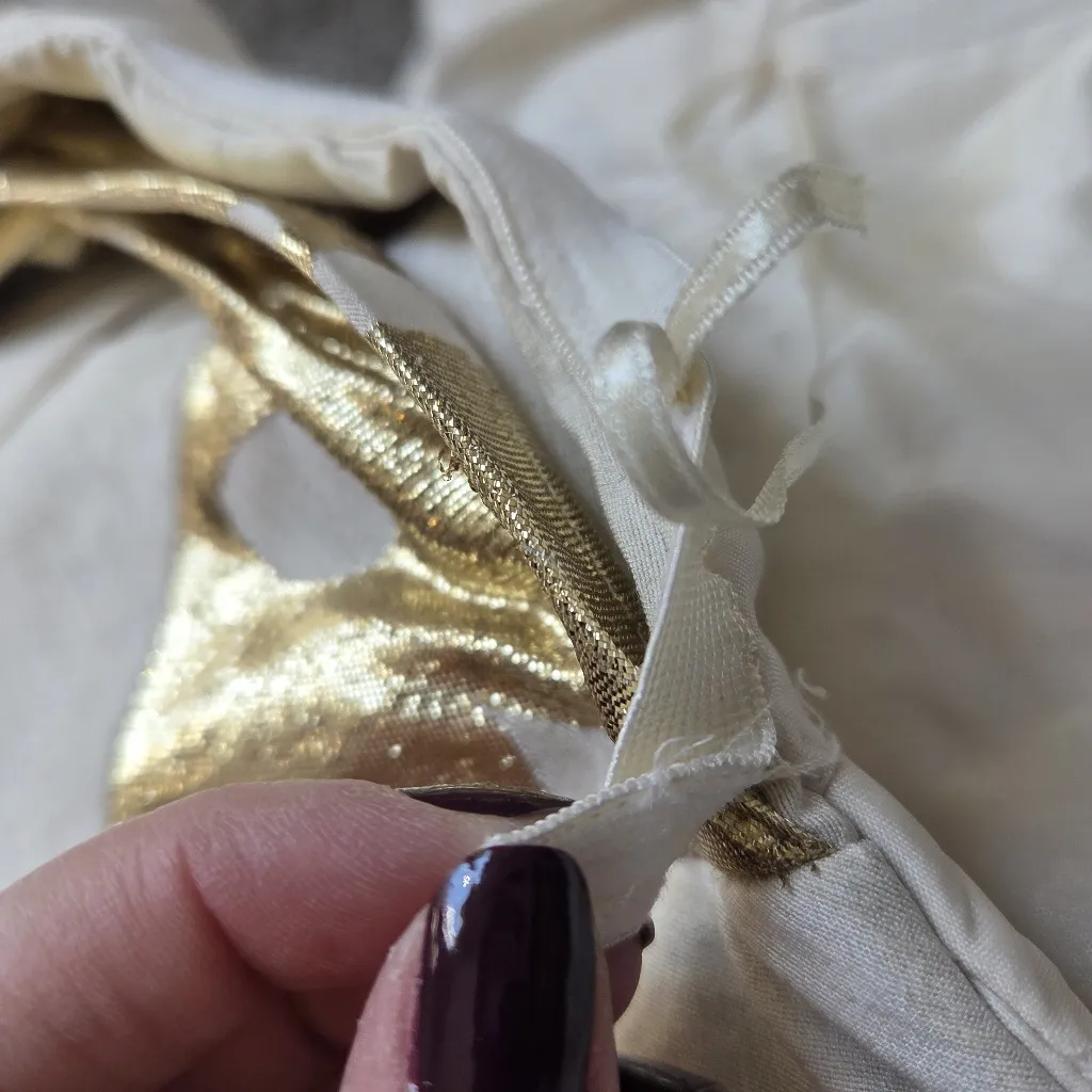 Tibi Cream and Gold Mini Cocktail Dress - Image 9