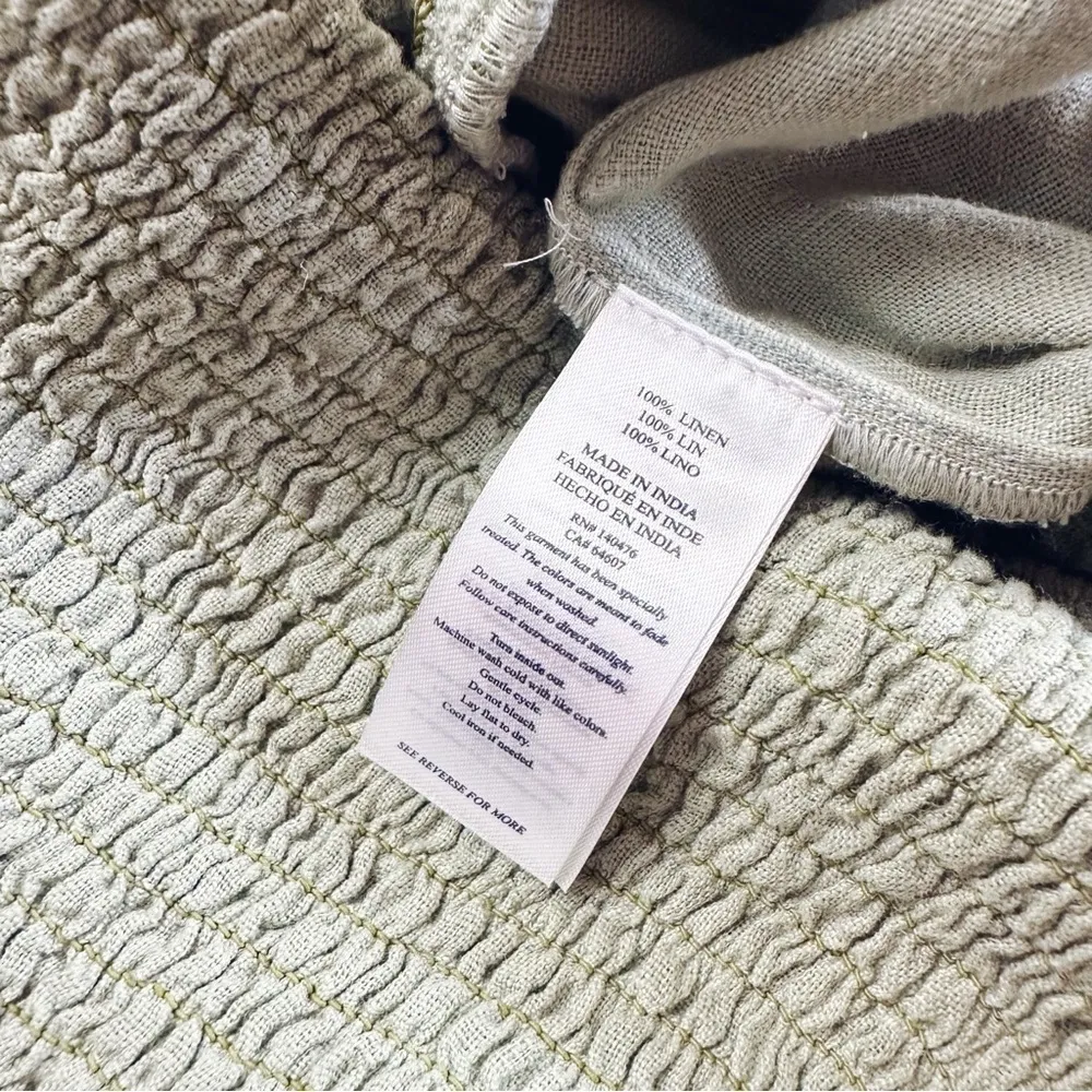 NEW Faherty Mandy Smocked Linen Jumpsuit Desert Sage - Image 8