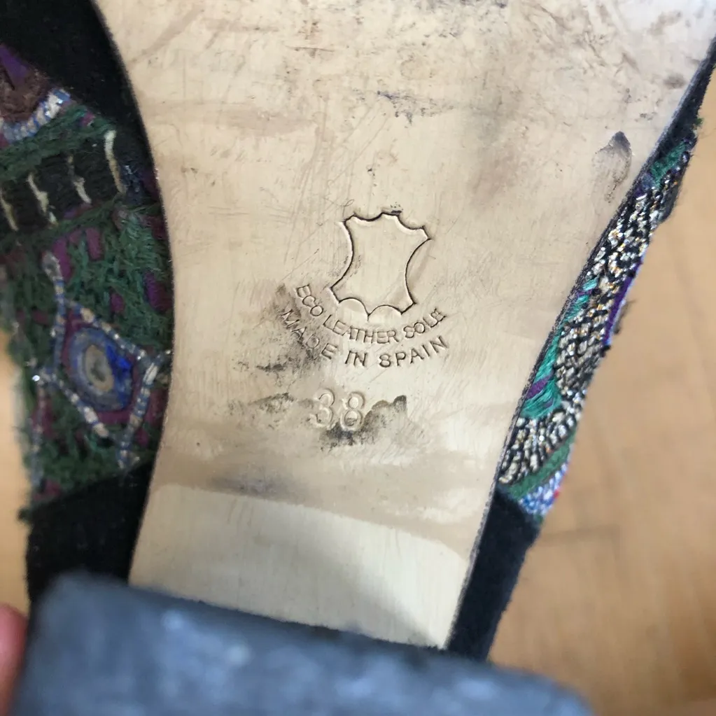 Anthropologie Howsty Nima Indhi Black Suede Ankle Boots patchwork 38 7.5 - Image 6