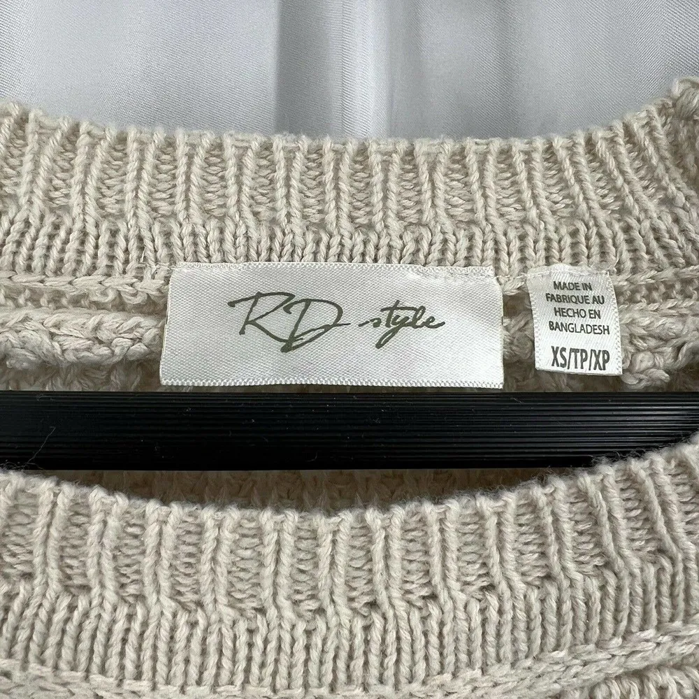 RD Style Crew Neck Sweater Beige XS - Image 4
