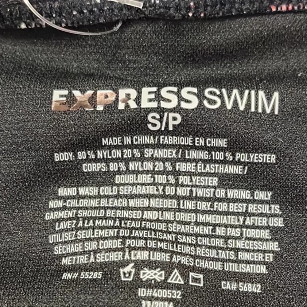 Express Bikini Swimsuit Black Print Triangle S Small New - Image 5