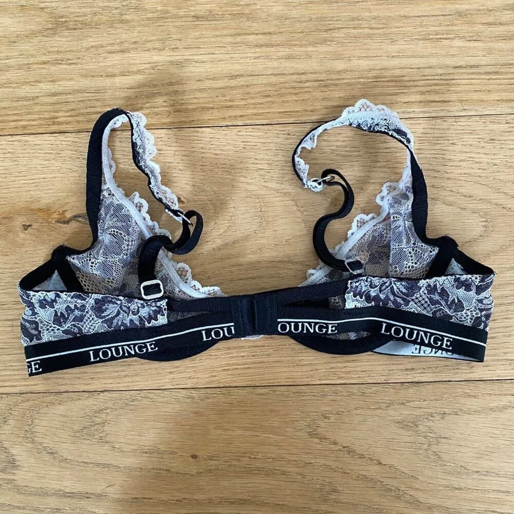 Lounge Luxe Balcony Lace Underwire Bra in Black & White - Image 2