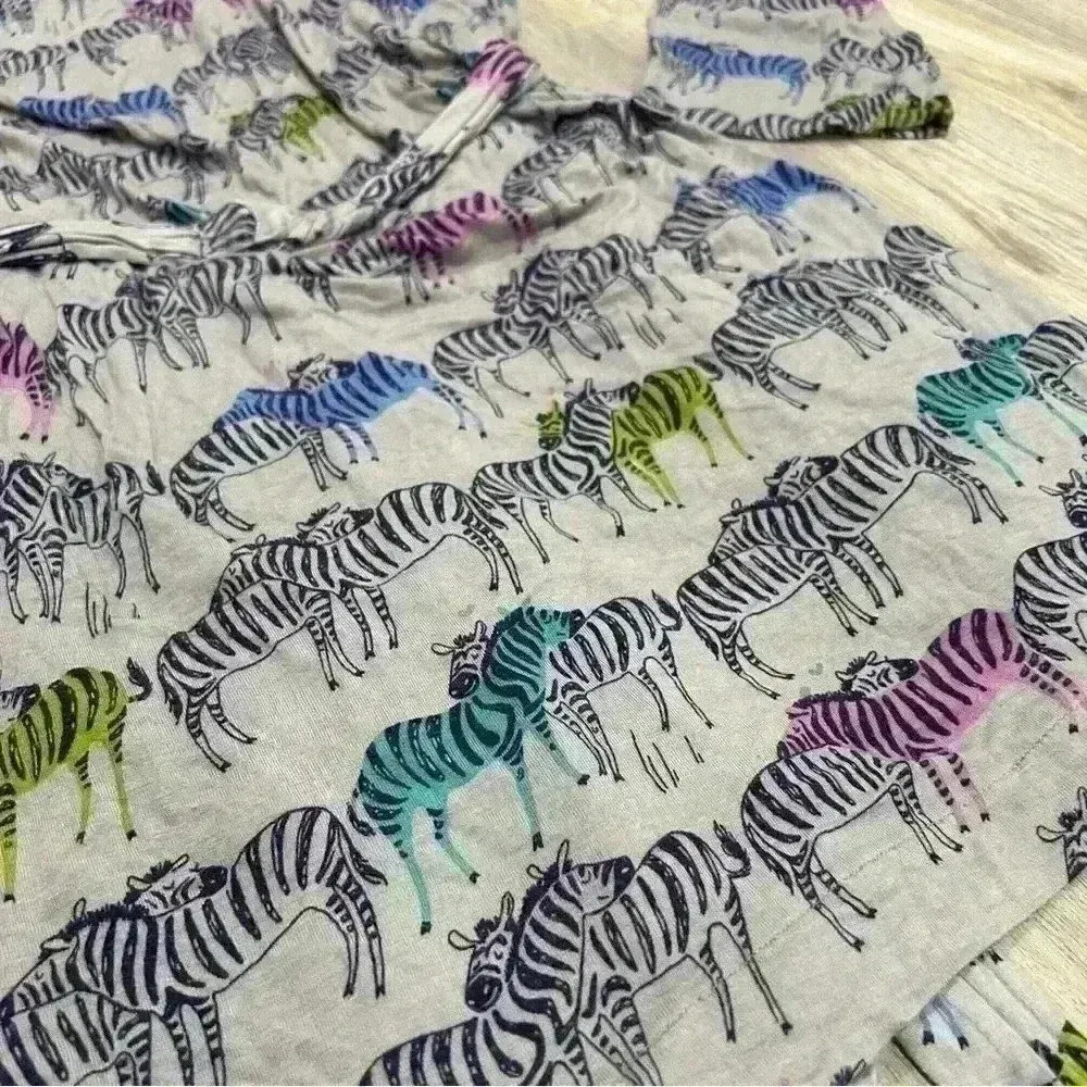 Nite Nite Munki Munki Hooded Bath Robe Colorful Snuggly Zebras Pajamas Size M/L - Image 2