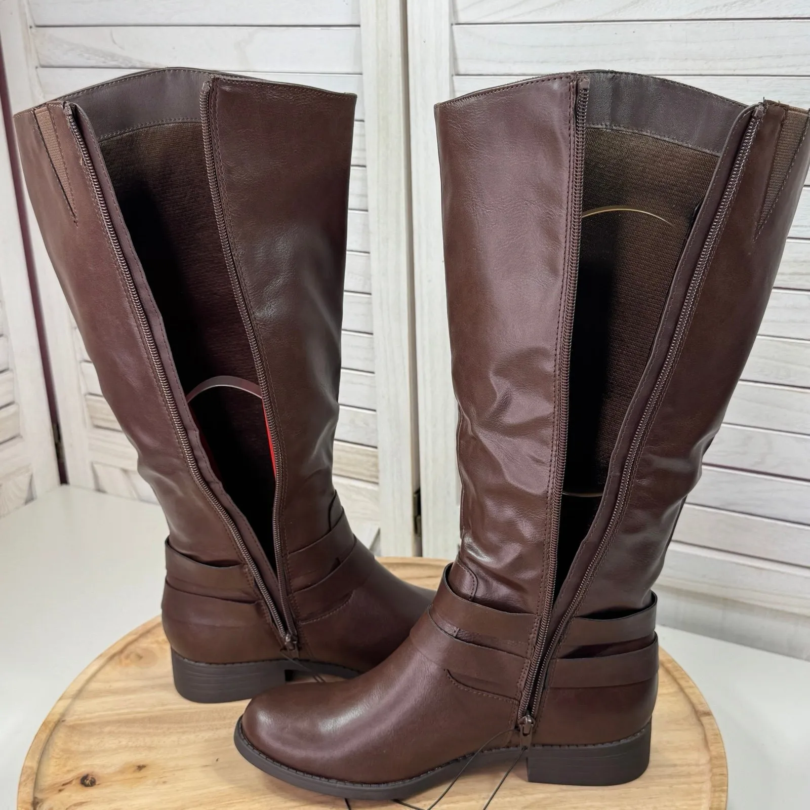 Style & Co Maliaa Buckled Knee High Equestrian Riding Boots Brown 8.5 - Image 6