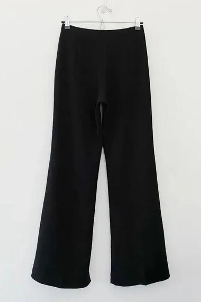MNG Wide Leg Slit Hem Pants Black Size 1 Retail $80 - Image 8
