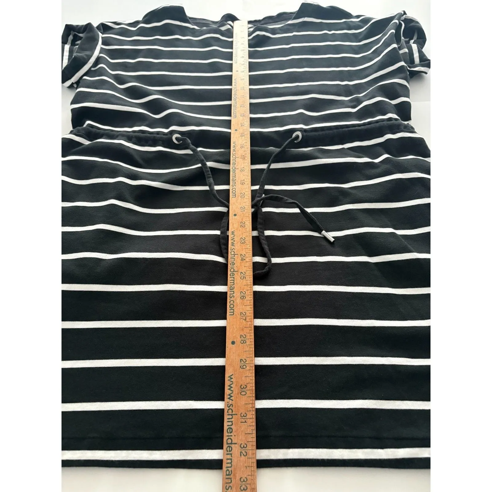 Tommy Bahama Sombra Dress Size XL Black White Stripe Nautical Beach Tie Waist - Image 13