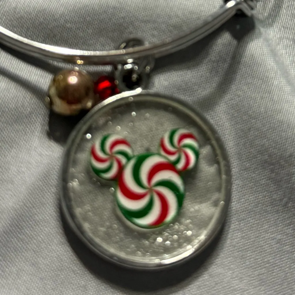 Disney's Mickey Mouse Festive Silver Bracelet with Candy Swirl Charm - Image 5