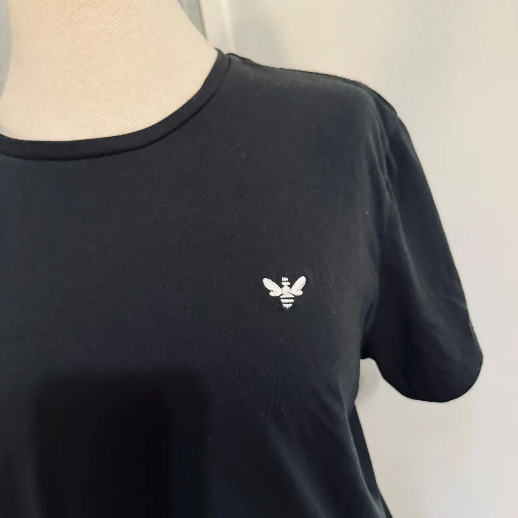 Marine Layer Women Black Embroidered Bee Crew Neck Short Sleeve T-Shirt Sz M - Image 6